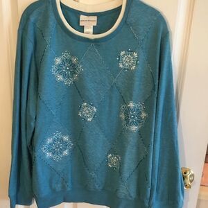 NWT Alfred Dunner Turquoise L/S Shirt Sz XL